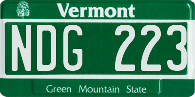 VT license plate NDG223