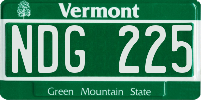 VT license plate NDG225
