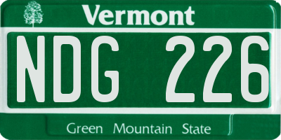 VT license plate NDG226