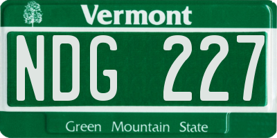 VT license plate NDG227