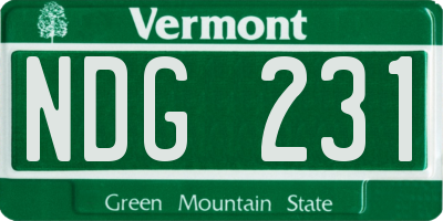 VT license plate NDG231