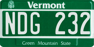 VT license plate NDG232