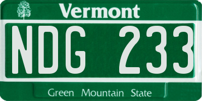 VT license plate NDG233