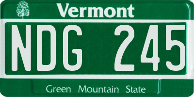 VT license plate NDG245