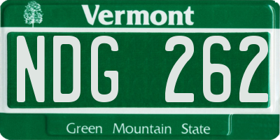 VT license plate NDG262