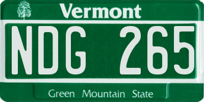 VT license plate NDG265