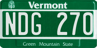VT license plate NDG270