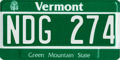 VT license plate NDG274
