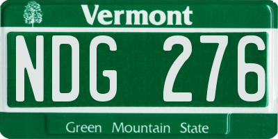 VT license plate NDG276