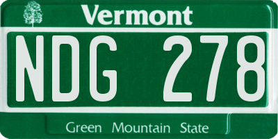VT license plate NDG278