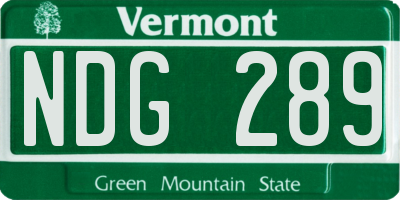 VT license plate NDG289