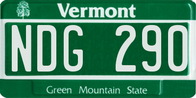 VT license plate NDG290