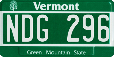 VT license plate NDG296