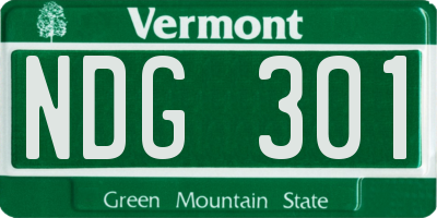 VT license plate NDG301
