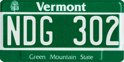 VT license plate NDG302