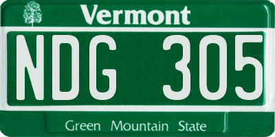 VT license plate NDG305