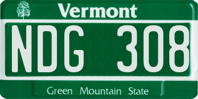 VT license plate NDG308