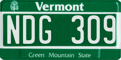 VT license plate NDG309