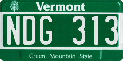 VT license plate NDG313