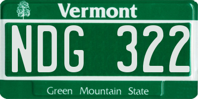 VT license plate NDG322