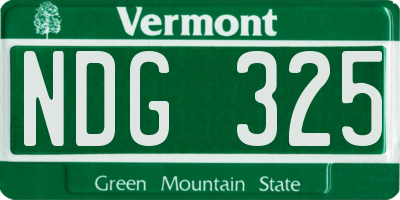 VT license plate NDG325