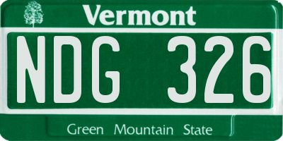 VT license plate NDG326