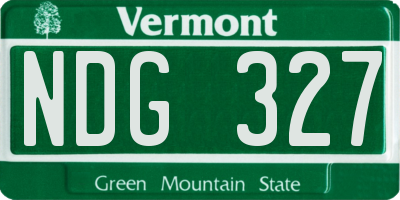 VT license plate NDG327