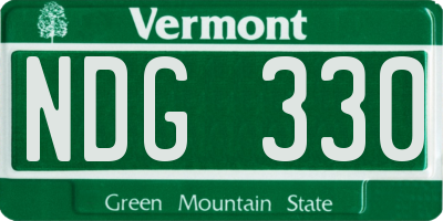 VT license plate NDG330