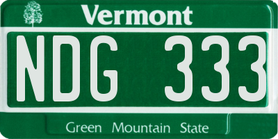 VT license plate NDG333