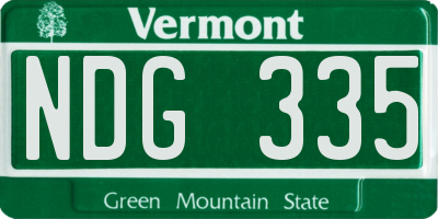 VT license plate NDG335