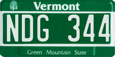 VT license plate NDG344