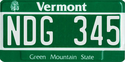 VT license plate NDG345