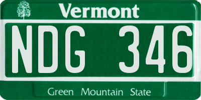 VT license plate NDG346