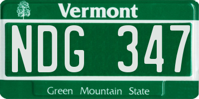 VT license plate NDG347