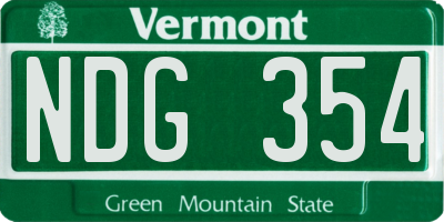 VT license plate NDG354