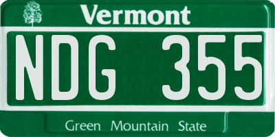 VT license plate NDG355