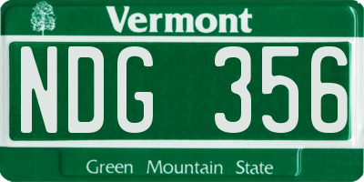 VT license plate NDG356