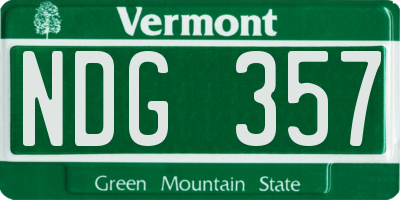 VT license plate NDG357