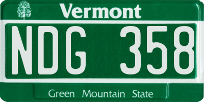 VT license plate NDG358