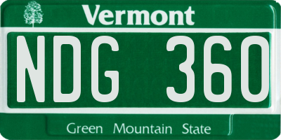VT license plate NDG360
