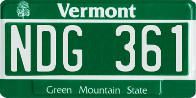 VT license plate NDG361