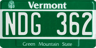 VT license plate NDG362