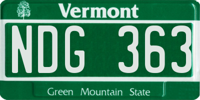 VT license plate NDG363
