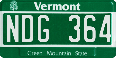 VT license plate NDG364