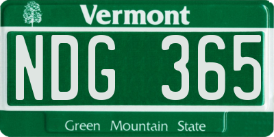 VT license plate NDG365
