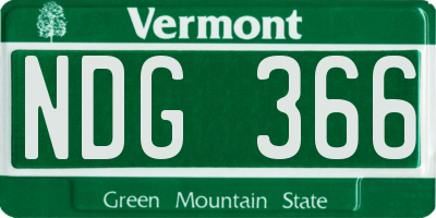 VT license plate NDG366