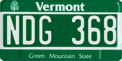 VT license plate NDG368