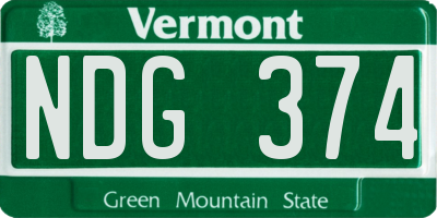 VT license plate NDG374