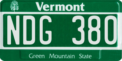 VT license plate NDG380