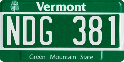 VT license plate NDG381